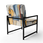 Designart farbenfroher abstrakter Fusion-I-Akzentstuhl im Mid-Century-Stil, gepolsterter Akzentstuhl und moderner Mid-Century-Sessel