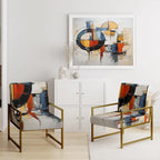 Designart farbenfroher abstrakter Fusion-I-Akzentstuhl im Mid-Century-Stil, gepolsterter Akzentstuhl und moderner Mid-Century-Sessel