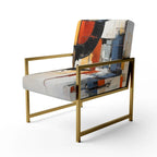 Designart farbenfroher abstrakter Fusion-I-Akzentstuhl im Mid-Century-Stil, gepolsterter Akzentstuhl und moderner Mid-Century-Sessel