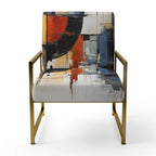 Designart farbenfroher abstrakter Fusion-I-Akzentstuhl im Mid-Century-Stil, gepolsterter Akzentstuhl und moderner Mid-Century-Sessel