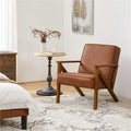 Yaheetech Faux Leather Accent Chair with Wood Legs for Living Room