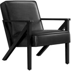 Yaheetech Faux Leather Accent Chair with Wood Legs for Living Room