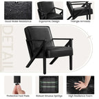 Yaheetech Faux Leather Accent Chair with Wood Legs for Living Room