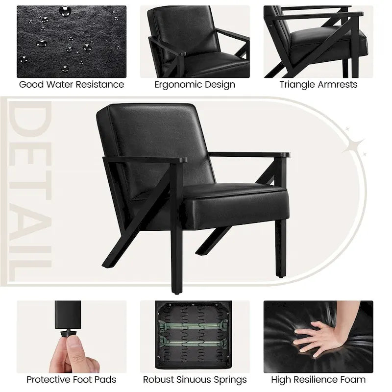 Yaheetech Faux Leather Accent Chair with Wood Legs for Living Room
