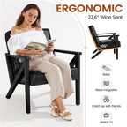 Yaheetech Faux Leather Accent Chair with Wood Legs for Living Room