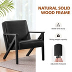 Yaheetech Faux Leather Accent Chair with Wood Legs for Living Room
