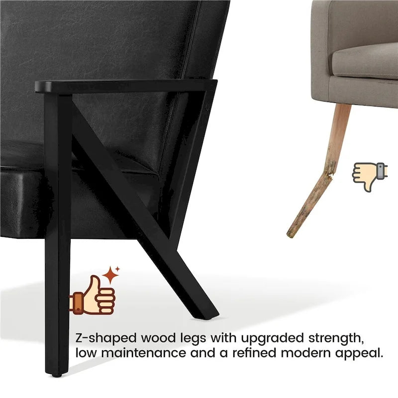 Yaheetech Faux Leather Accent Chair with Wood Legs for Living Room