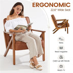 Yaheetech Faux Leather Accent Chair with Wood Legs for Living Room