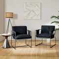 Rebeca Modern Metal Frame Arm Chair with Storage Pockets Set of 2 by HULALA HOME