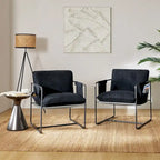 Rebeca Modern Metal Frame Arm Chair with Storage Pockets Set of 2 by HULALA HOME