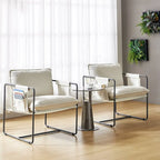 Rebeca Modern Metal Frame Arm Chair with Storage Pockets Set of 2 by HULALA HOME