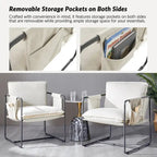 Rebeca Modern Metal Frame Arm Chair with Storage Pockets Set of 2 by HULALA HOME