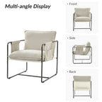Rebeca Modern Metal Frame Arm Chair with Storage Pockets Set of 2 by HULALA HOME