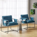 Rebeca Modern Metal Frame Arm Chair with Storage Pockets Set of 2 by HULALA HOME