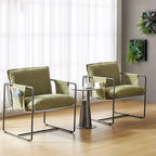 Rebeca Modern Metal Frame Arm Chair with Storage Pockets Set of 2 by HULALA HOME