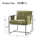 Rebeca Modern Metal Frame Arm Chair with Storage Pockets Set of 2 by HULALA HOME