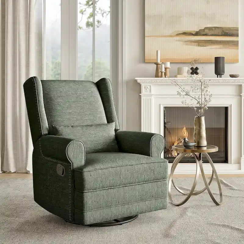 Sillón reclinable giratorio con reposapiés extragrande, gris