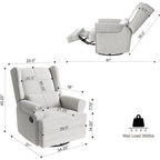 Swivel Recliner Chair with Extra Large Footrest, Grey