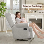 Swivel Recliner Chair with Extra Large Footrest, Grey