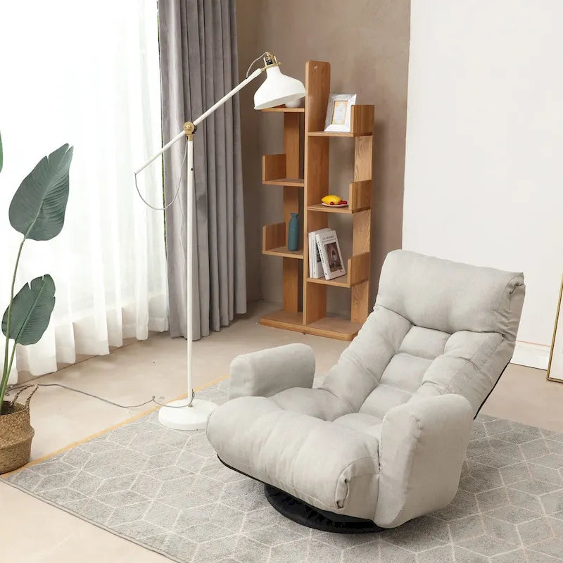 Verstellbare Kopf- und Taillenstütze, Gamingstuhl, Loungesessel, um 360° drehbarer Sofasessel, drehbarer Freizeitsessel, Deckchair
