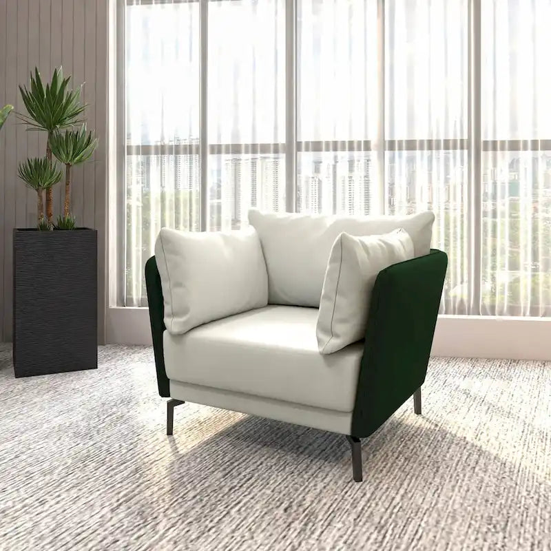 Oturma Odası için Döşemeli PU Deri ve Metal Ayaklı Luxify Modern Tek Kişilik Kanepe, Vurgulu Sandalye