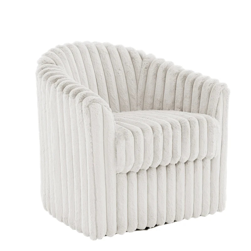 Set van 2 accentstoelen in tonvorm van imitatiekonijnenbont met draaifunctie van 360 graden