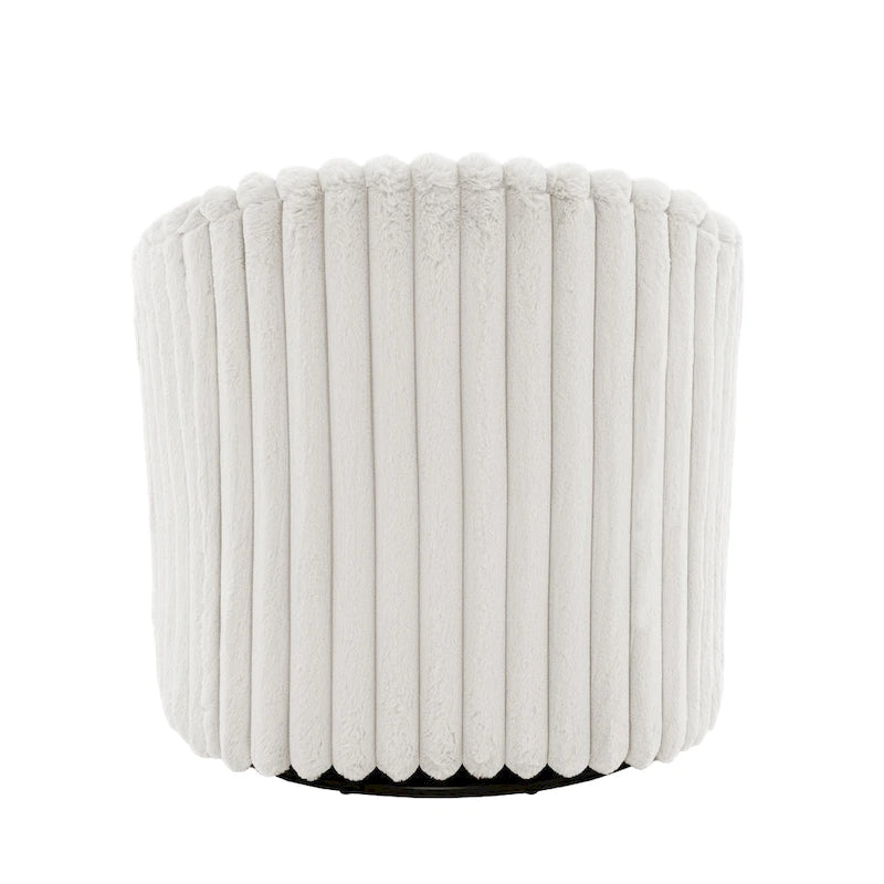 Set van 2 accentstoelen in tonvorm van imitatiekonijnenbont met draaifunctie van 360 graden