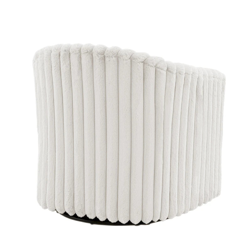 Set van 2 accentstoelen in tonvorm van imitatiekonijnenbont met draaifunctie van 360 graden
