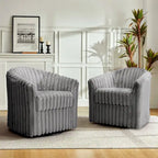 Set van 2 accentstoelen in tonvorm van imitatiekonijnenbont met draaifunctie van 360 graden