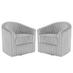 Set van 2 accentstoelen in tonvorm van imitatiekonijnenbont met draaifunctie van 360 graden