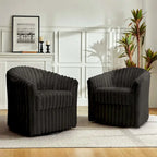 Set van 2 accentstoelen in tonvorm van imitatiekonijnenbont met draaifunctie van 360 graden