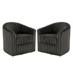 Set van 2 accentstoelen in tonvorm van imitatiekonijnenbont met draaifunctie van 360 graden