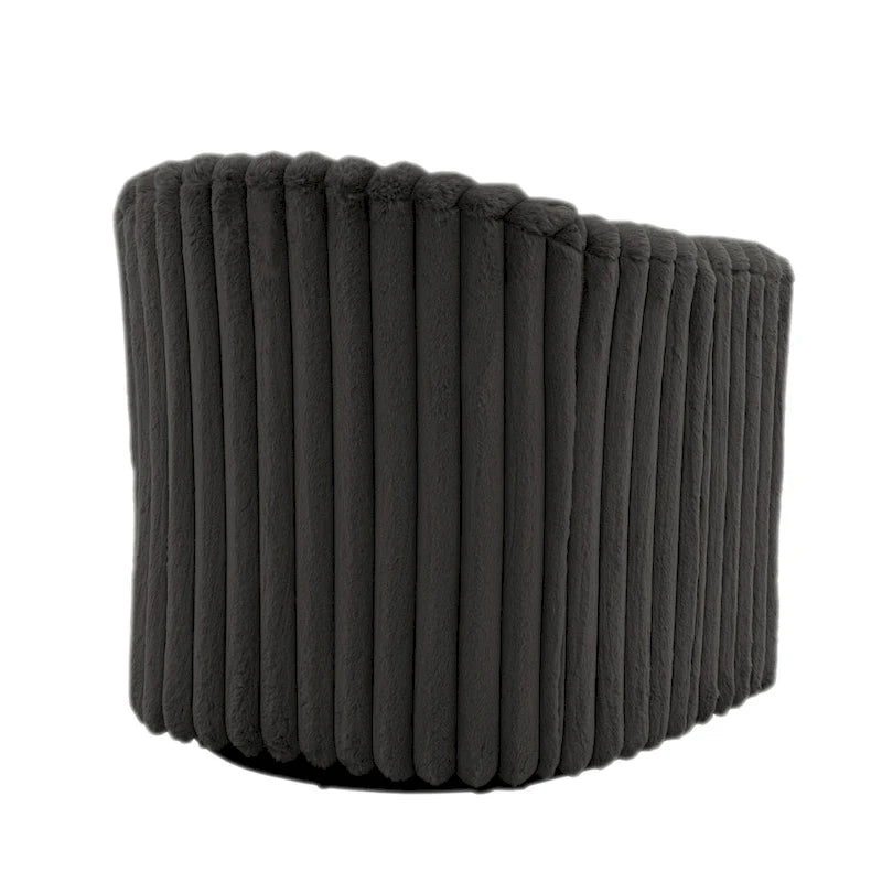 Set van 2 accentstoelen in tonvorm van imitatiekonijnenbont met draaifunctie van 360 graden