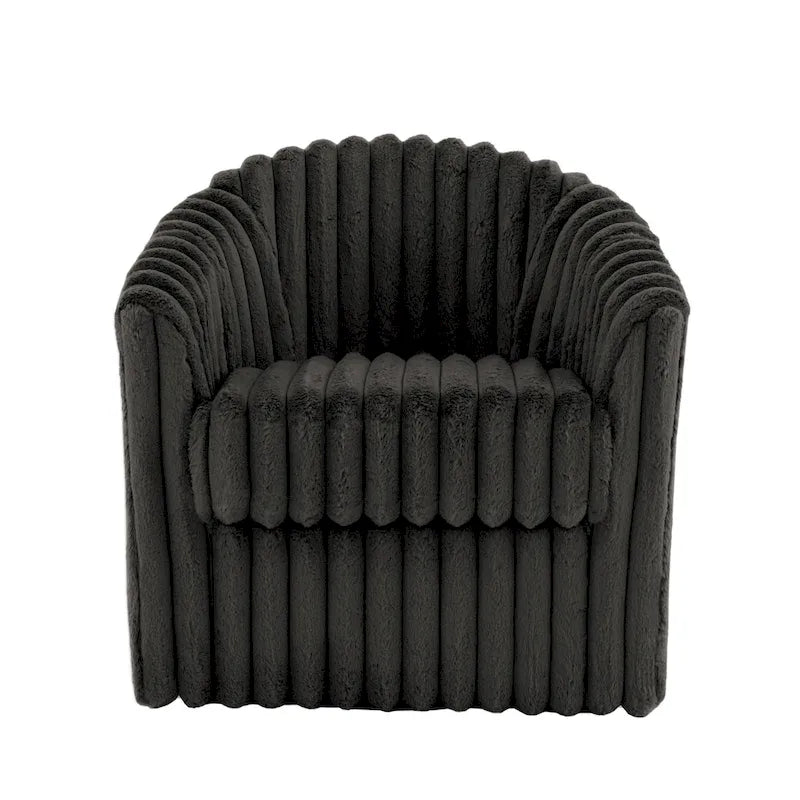 Set van 2 accentstoelen in tonvorm van imitatiekonijnenbont met draaifunctie van 360 graden