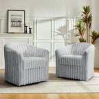 Set van 2 accentstoelen in tonvorm van imitatiekonijnenbont met draaifunctie van 360 graden