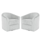 Set van 2 accentstoelen in tonvorm van imitatiekonijnenbont met draaifunctie van 360 graden