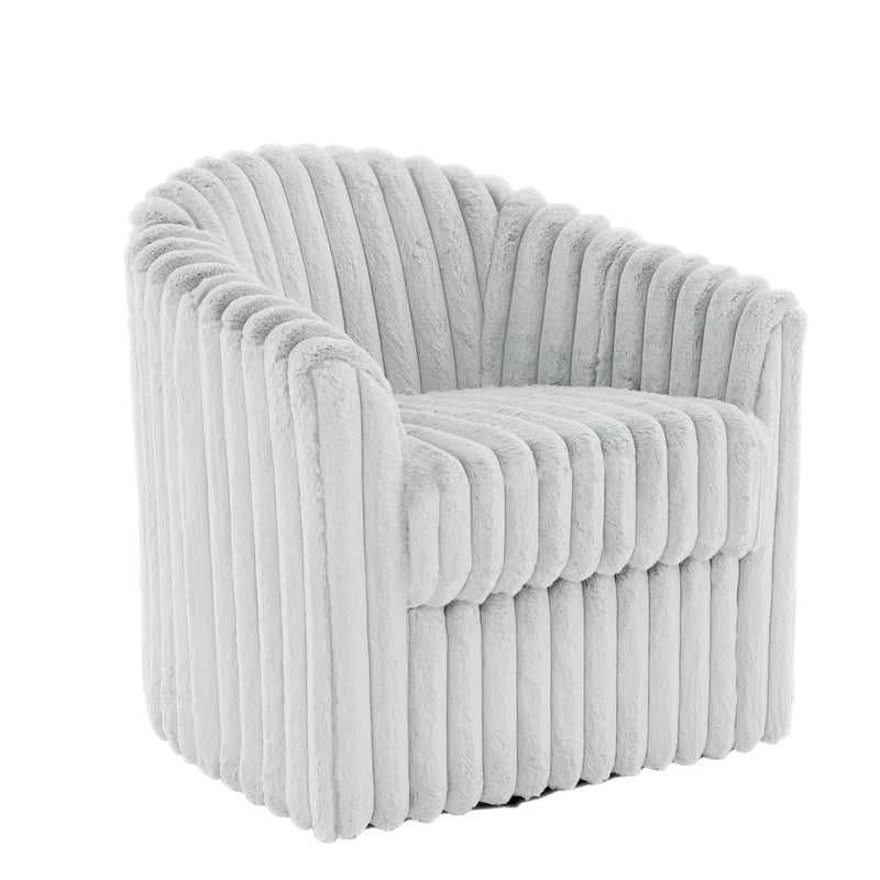Set van 2 accentstoelen in tonvorm van imitatiekonijnenbont met draaifunctie van 360 graden