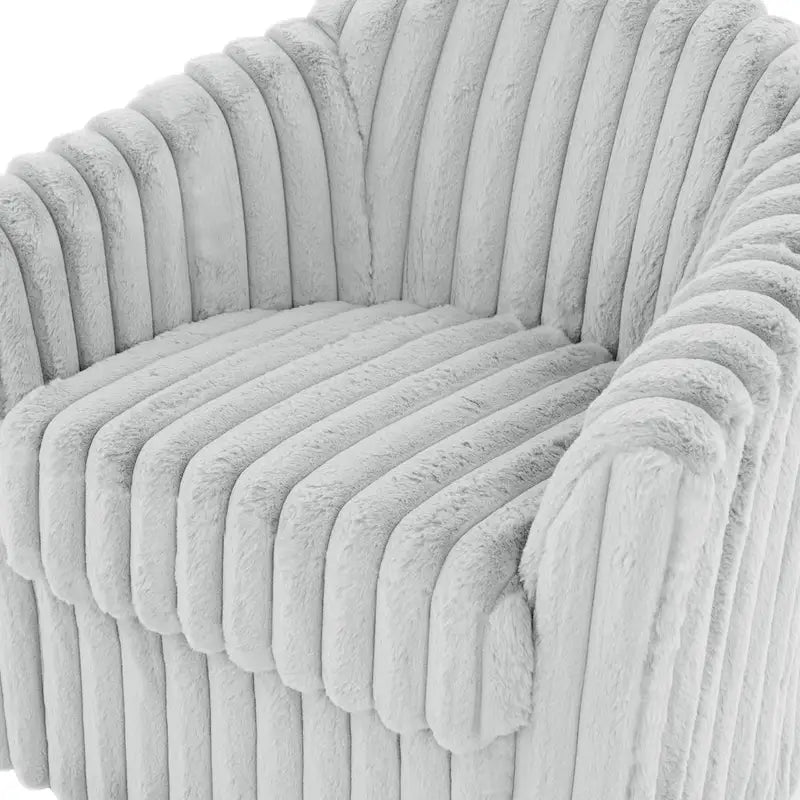 Set van 2 accentstoelen in tonvorm van imitatiekonijnenbont met draaifunctie van 360 graden