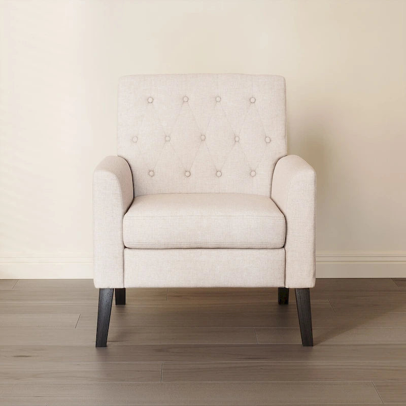 LUE BONA Mid-Century-Modern-Sessel mit Leinenstoffbezug, Knopfheftung und Akzentdesign, 2er-Set – 28.5 B X 27.25 T X 33.75 H