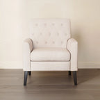 LUE BONA Mid-Century-Modern-Sessel mit Leinenstoffbezug, Knopfheftung und Akzentdesign, 2er-Set – 28.5 B X 27.25 T X 33.75 H