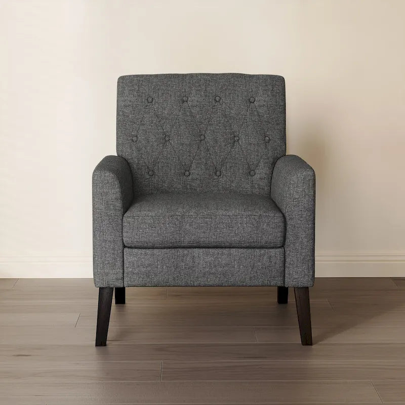 LUE BONA Mid-Century-Modern-Sessel mit Leinenstoffbezug, Knopfheftung und Akzentdesign, 2er-Set – 28.5 B X 27.25 T X 33.75 H