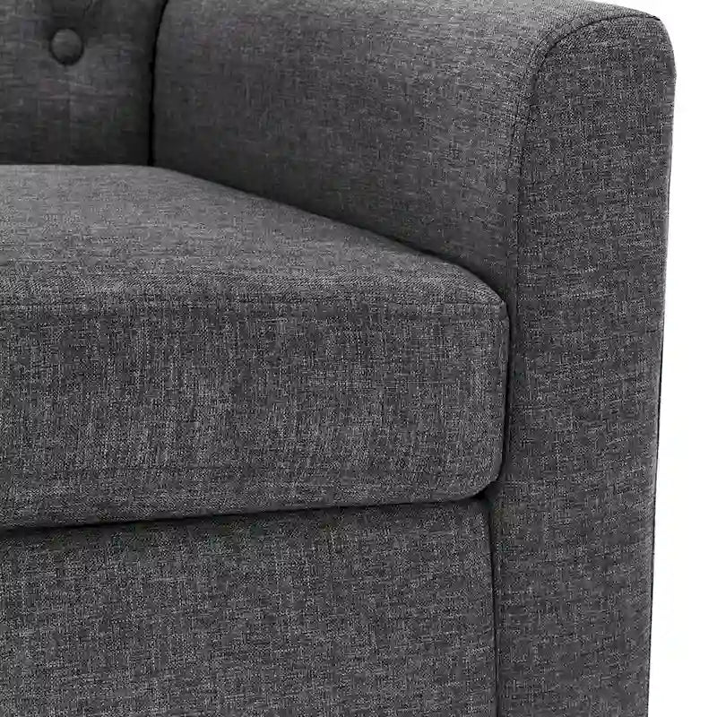 LUE BONA Mid-Century-Modern-Sessel mit Leinenstoffbezug, Knopfheftung und Akzentdesign, 2er-Set – 28.5 B X 27.25 T X 33.75 H