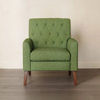 LUE BONA Mid-Century-Modern-Sessel mit Leinenstoffbezug, Knopfheftung und Akzentdesign, 2er-Set – 28.5 B X 27.25 T X 33.75 H