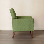 LUE BONA Mid-Century-Modern-Sessel mit Leinenstoffbezug, Knopfheftung und Akzentdesign, 2er-Set – 28.5 B X 27.25 T X 33.75 H