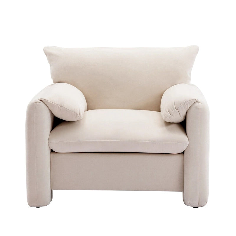 Übergroßer gepolsterter Chenille-Sessel, einzelner Sofa-Akzentsessel mit Armlehnen
