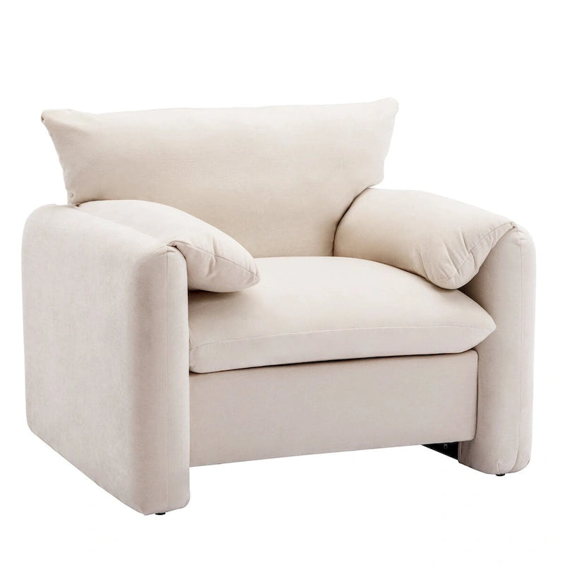 Übergroßer gepolsterter Chenille-Sessel, einzelner Sofa-Akzentsessel mit Armlehnen