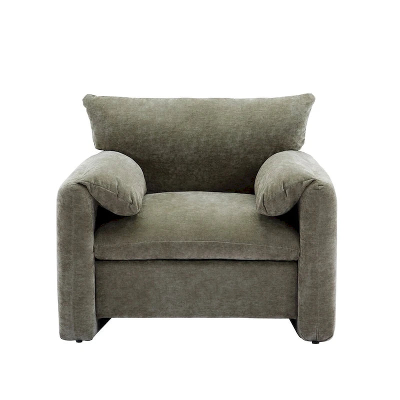 Übergroßer gepolsterter Chenille-Sessel, einzelner Sofa-Akzentsessel mit Armlehnen