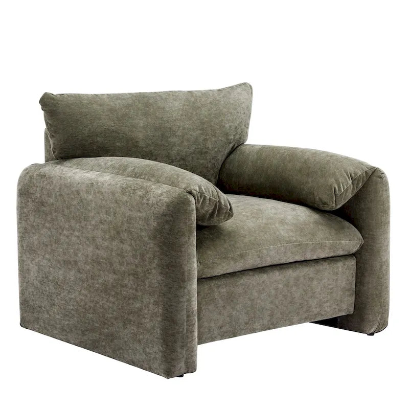 Übergroßer gepolsterter Chenille-Sessel, einzelner Sofa-Akzentsessel mit Armlehnen