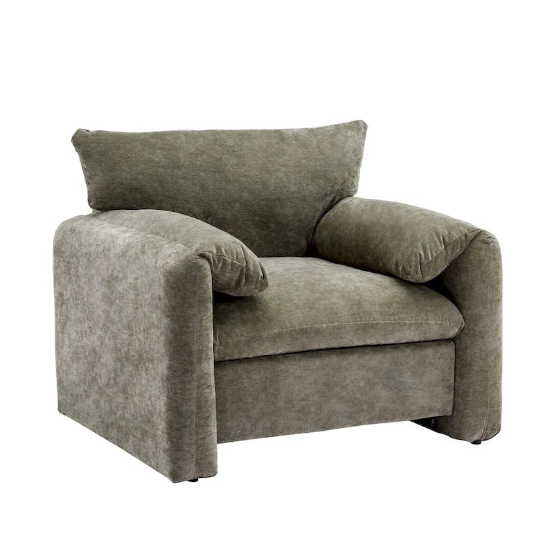 Übergroßer gepolsterter Chenille-Sessel, einzelner Sofa-Akzentsessel mit Armlehnen