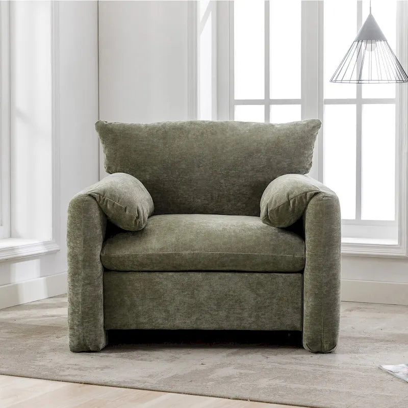 Übergroßer gepolsterter Chenille-Sessel, einzelner Sofa-Akzentsessel mit Armlehnen